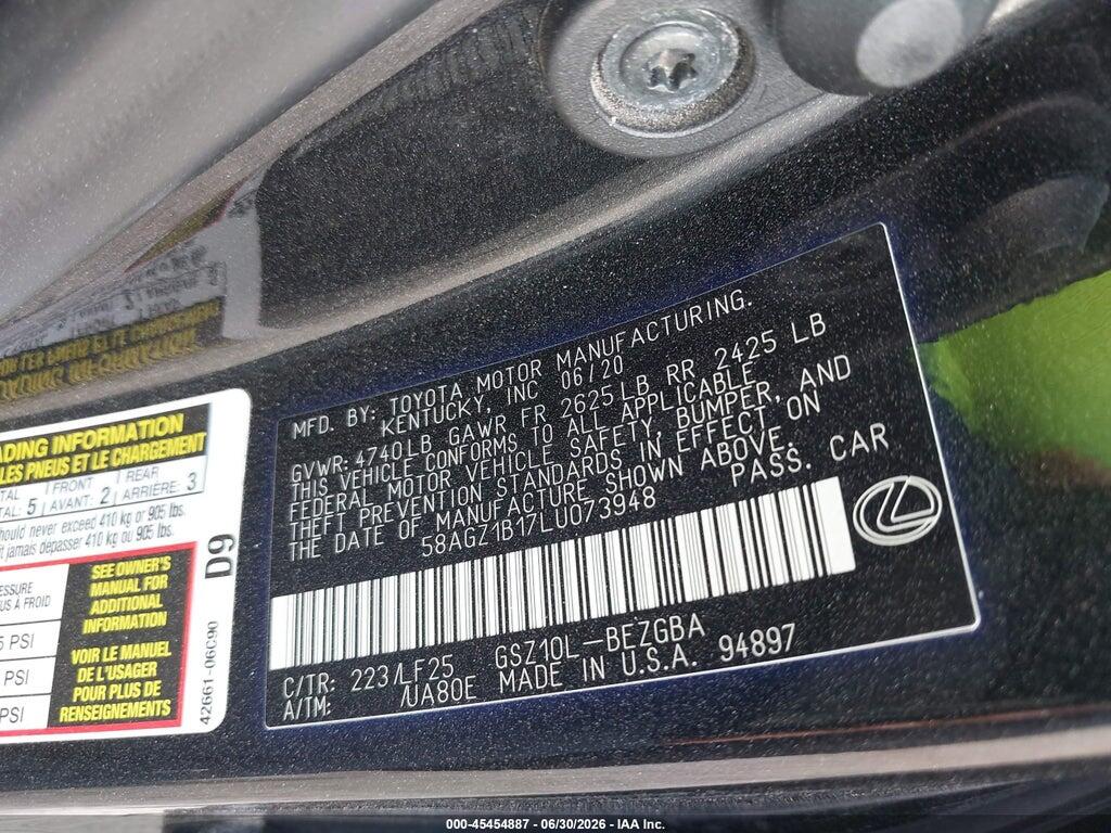 58AGZ1B17LU073948 2020 LEXUS ES 350 photo no. 9
