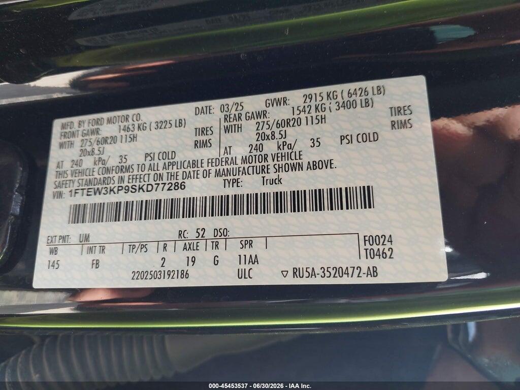 1FTEW3KP9SKD77286 2025 FORD F-150 photo no. 9