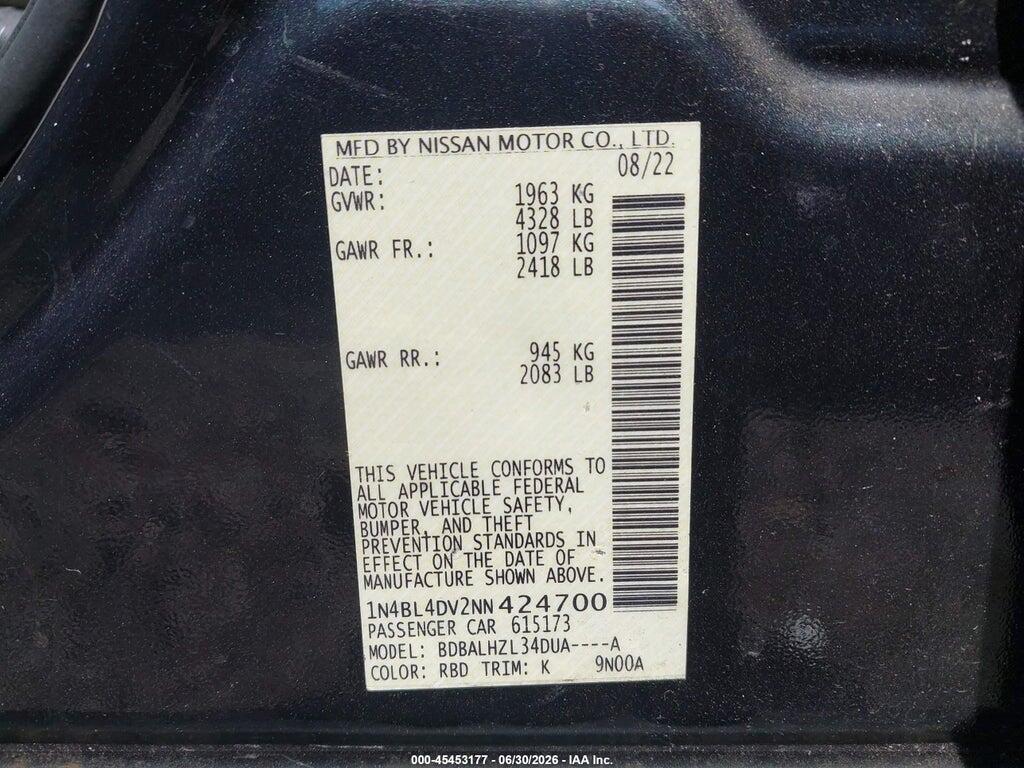 1N4BL4DV2NN424700 2022 NISSAN ALTIMA photo no. 9