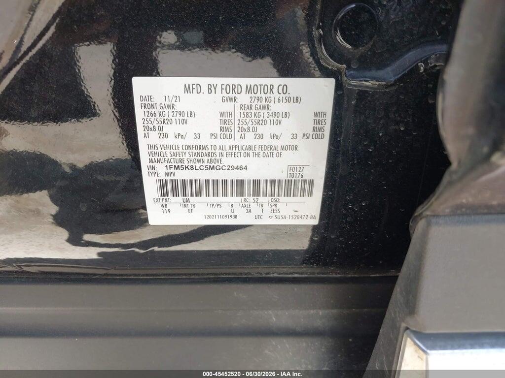 1FM5K8LC5MGC29464 2021 FORD EXPLORER photo no. 9