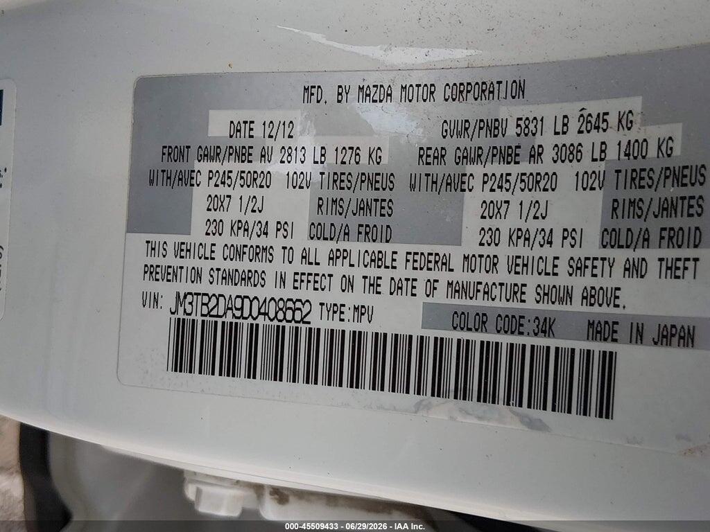 JM3TB2DA9D0408662 2013 MAZDA CX-9 photo no. 9