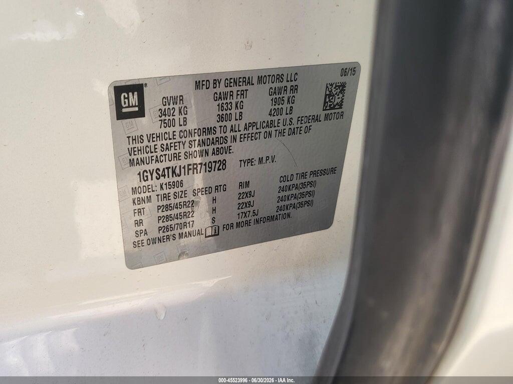 1GYS4TKJ1FR719728 2015 CADILLAC ESCALADE ESV photo no. 9