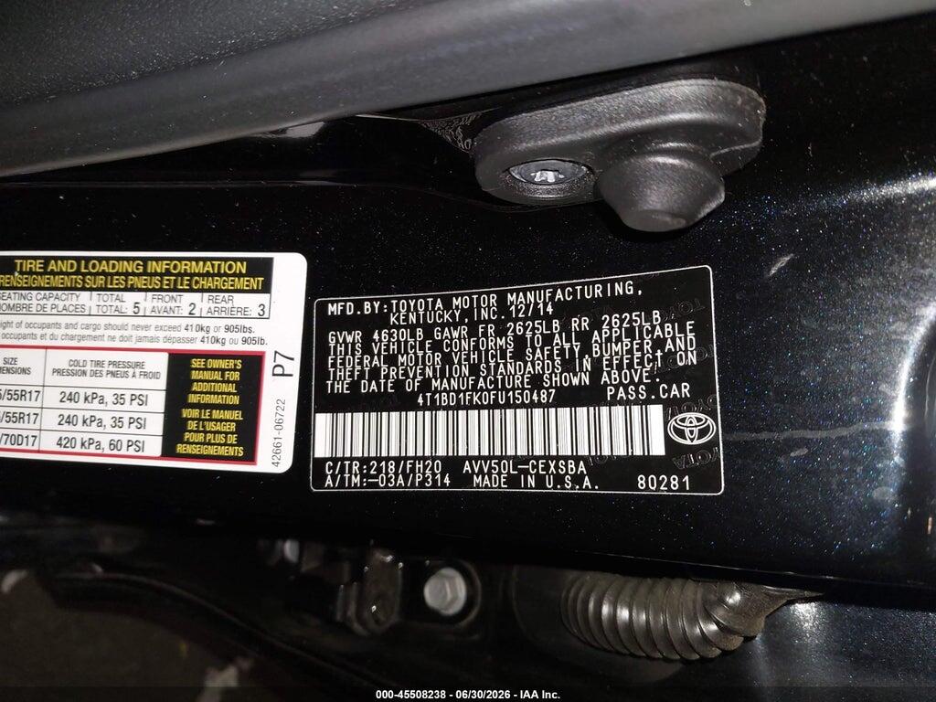 4T1BD1FK0FU150487 2015 TOYOTA CAMRY HYBRID photo no. 9