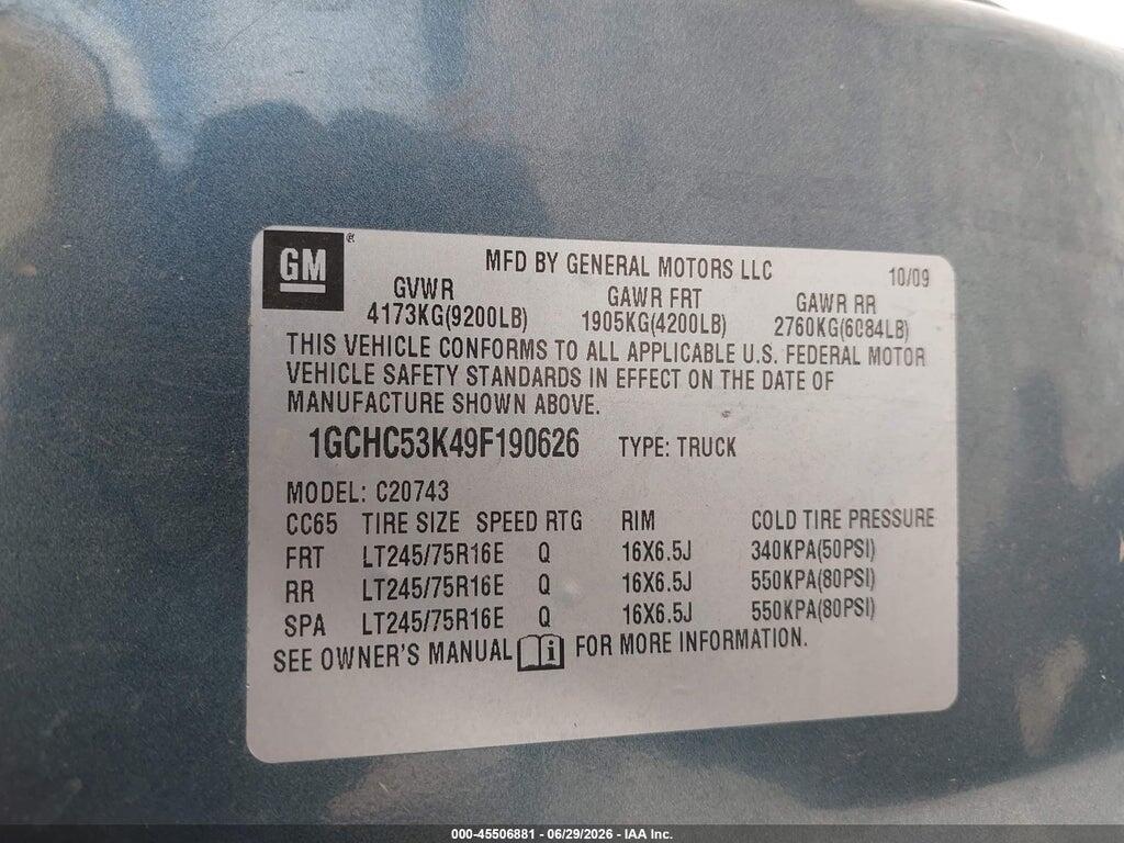 1GCHC53K49F190626 2009 CHEVROLET SILVERADO 2500HD photo no. 9