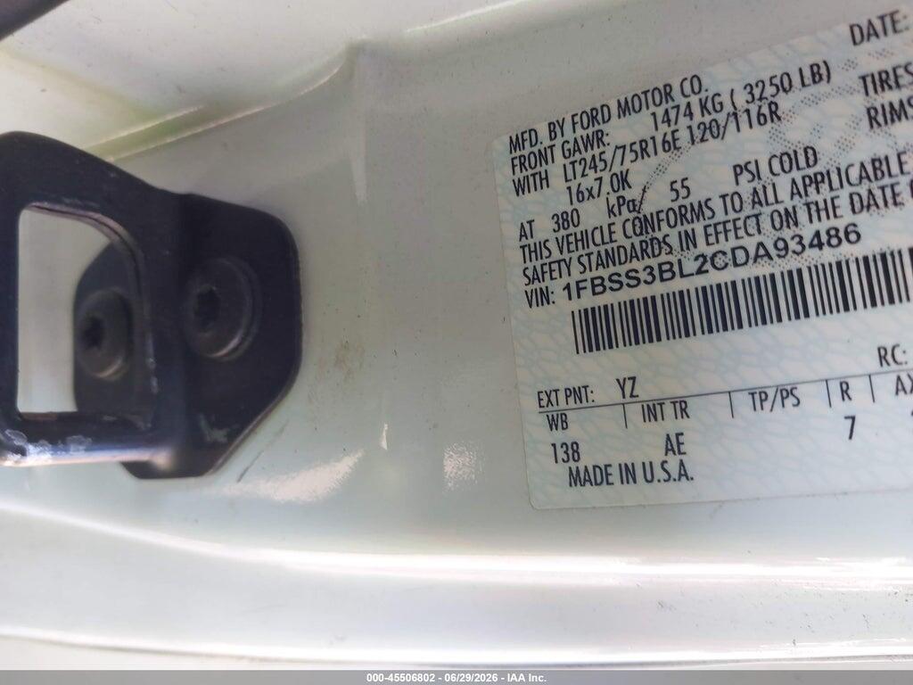 1FBSS3BL2CDA93486 2012 FORD E-350 SUPER DUTY photo no. 9