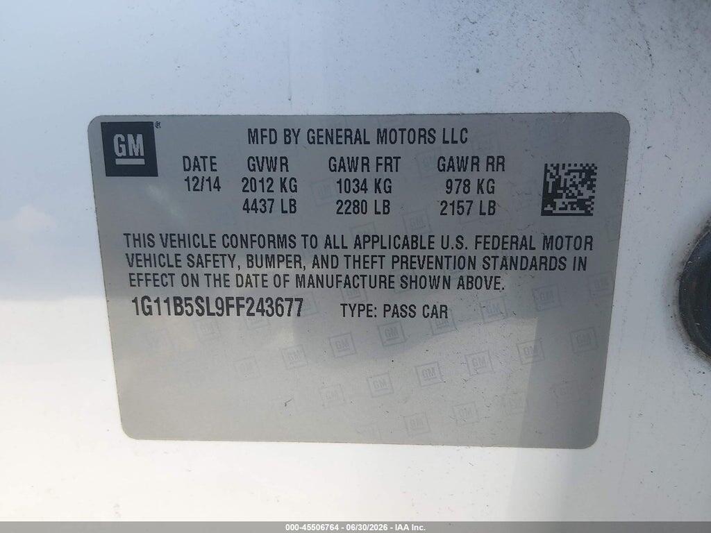 1G11B5SL9FF243677 2015 CHEVROLET MALIBU photo no. 9