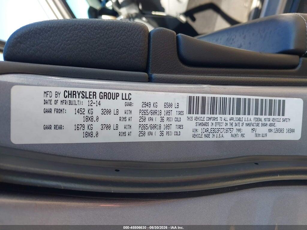 1C4RJEBG3FC718757 2015 JEEP GRAND CHEROKEE photo no. 9