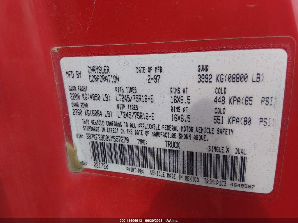 3B7KF23D9VM557270 1997 DODGE RAM 2500 photo no. 9