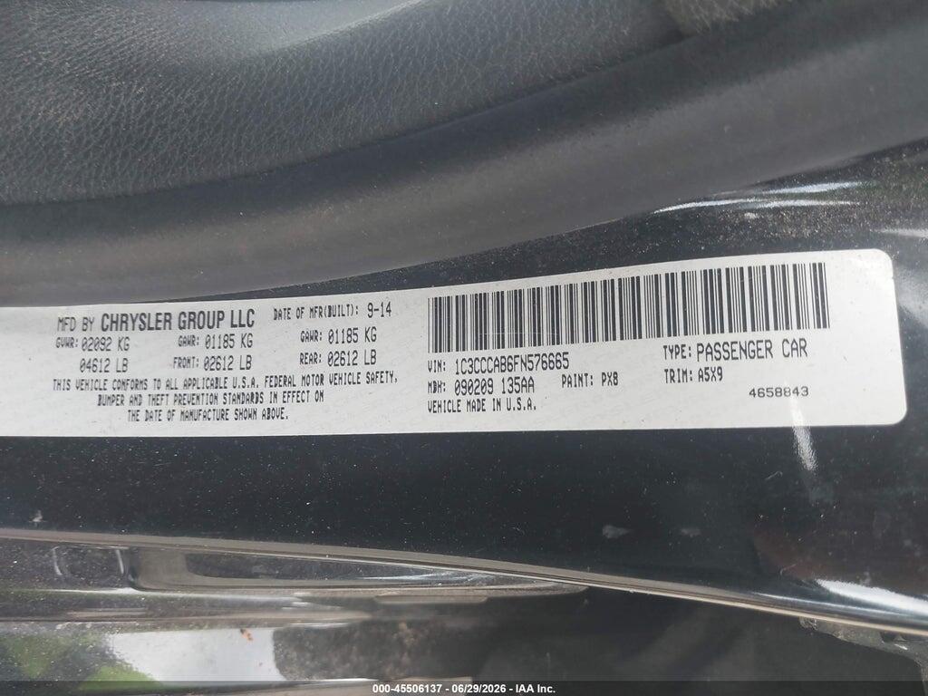 1C3CCCAB6FN576665 2015 CHRYSLER 200 photo no. 9