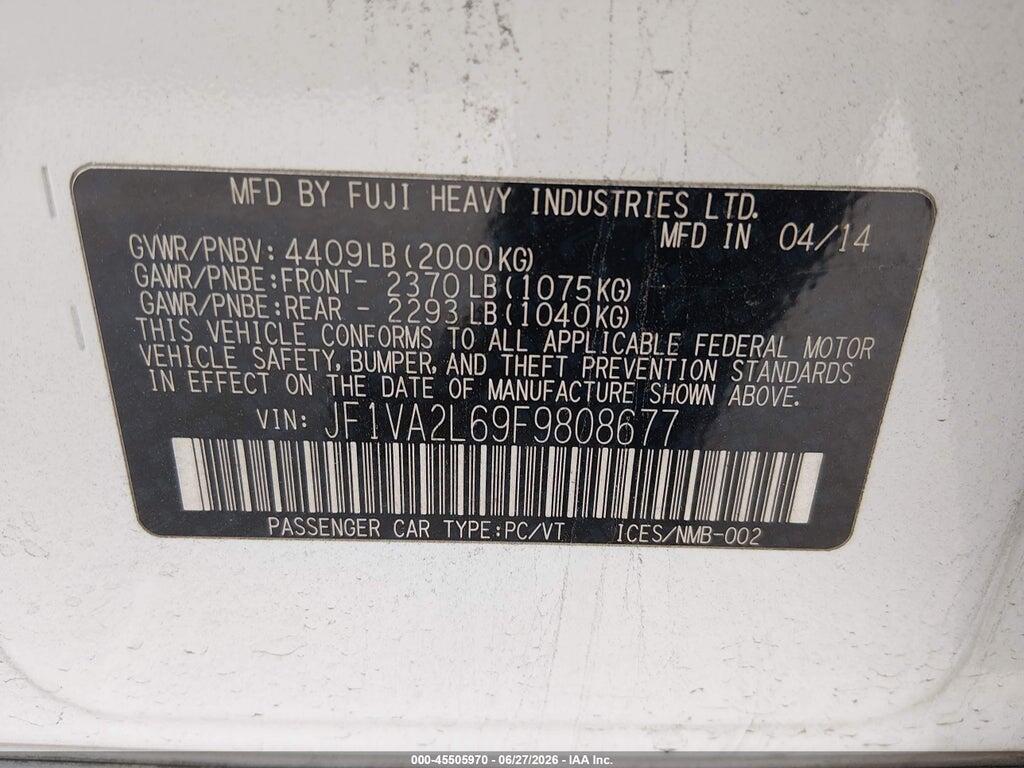 JF1VA2L69F9808677 2015 SUBARU WRX STI photo no. 9