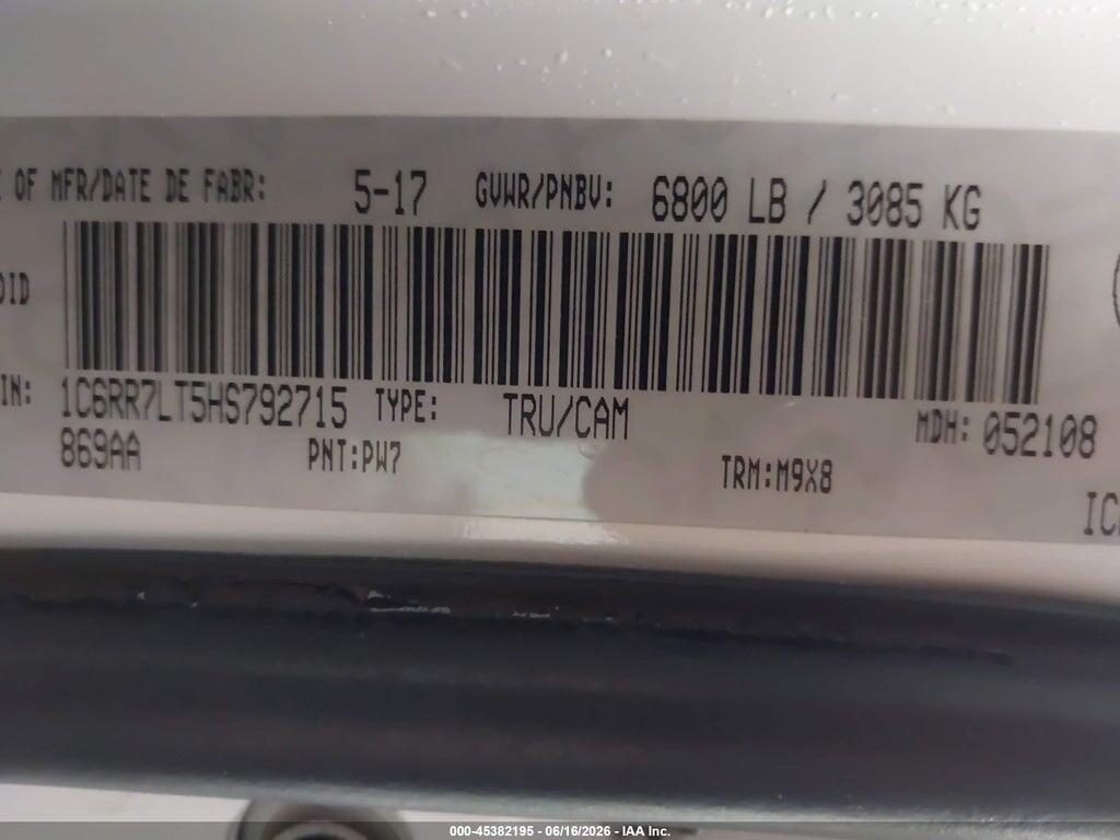 1C6RR7LT5HS792715 2017 RAM 1500 photo no. 9