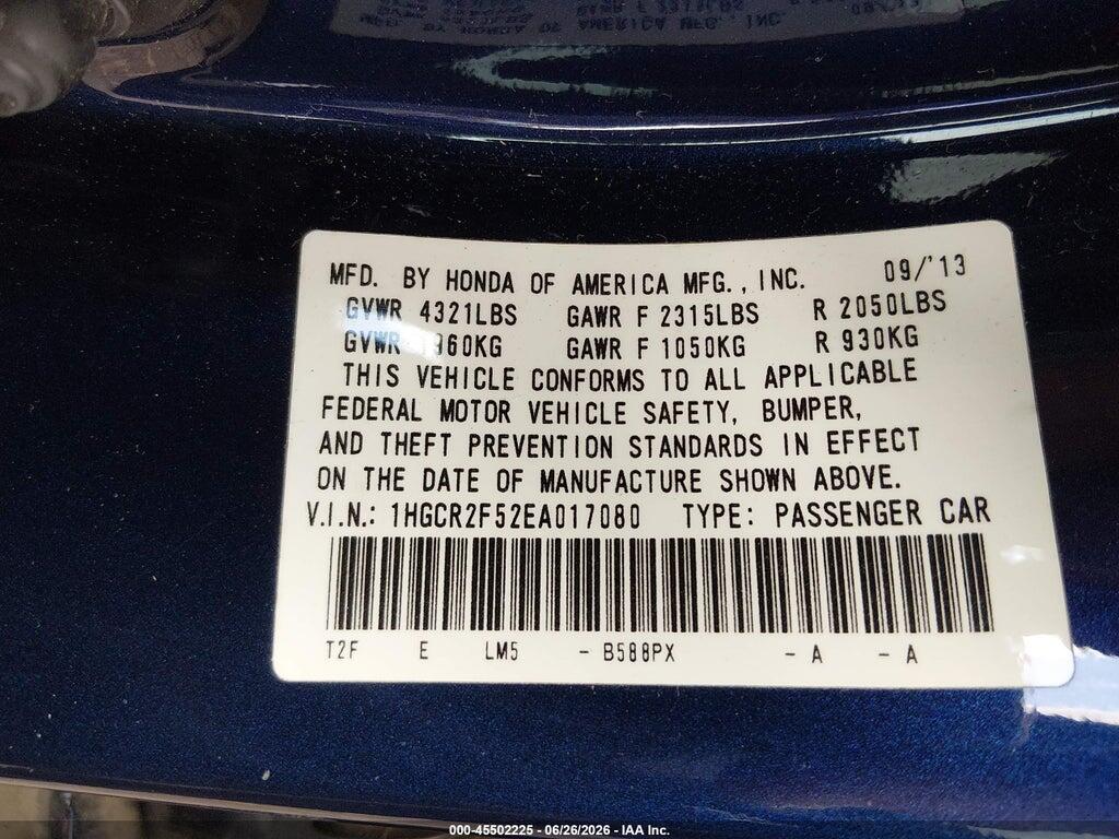 1HGCR2F52EA017080 2014 HONDA ACCORD photo no. 9