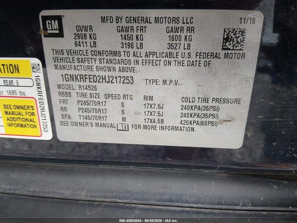 1GNKRFED2HJ217253 2017 CHEVROLET TRAVERSE photo no. 9