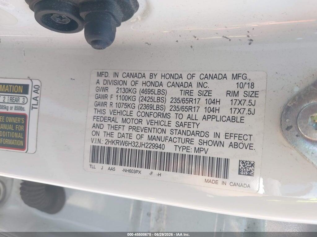 2HKRW6H32JH229940 2018 HONDA CR-V photo no. 9