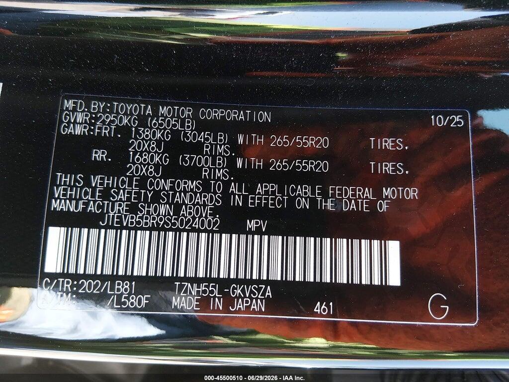JTEVB5BR9S5024002 2025 TOYOTA 4RUNNER HYBRID photo no. 9