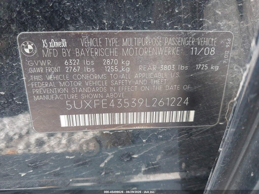 5UXFE43539L261224 2009 BMW X5 photo no. 9