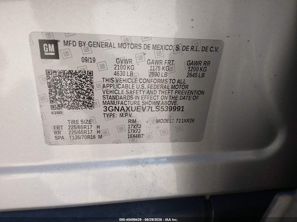 3GNAXUEV7LS539991 2020 CHEVROLET EQUINOX photo no. 9