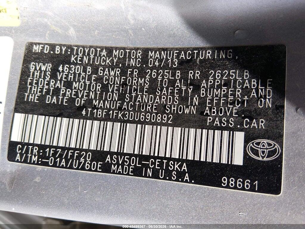 4T1BF1FK3DU690892 2013 TOYOTA CAMRY photo no. 9