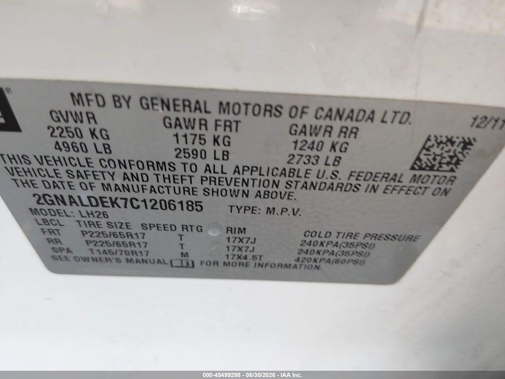 2GNALDEK7C1206185 2012 CHEVROLET EQUINOX photo no. 9
