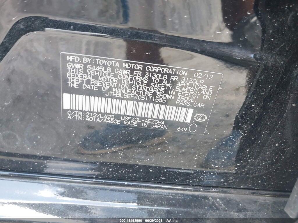 JTHBL5EF4C5111585 2012 LEXUS LS 460 photo no. 9