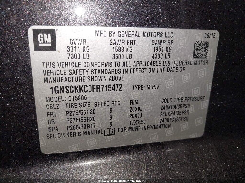 1GNSCKKC0FR715472 2015 CHEVROLET SUBURBAN photo no. 9