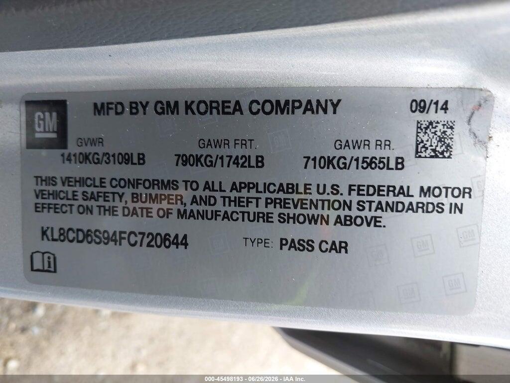 KL8CD6S94FC720644 2015 CHEVROLET SPARK photo no. 9
