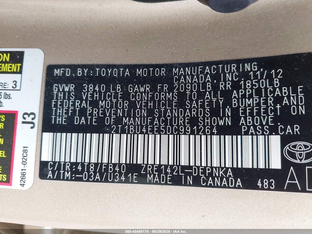 2T1BU4EE5DC991264 2013 TOYOTA COROLLA photo no. 9