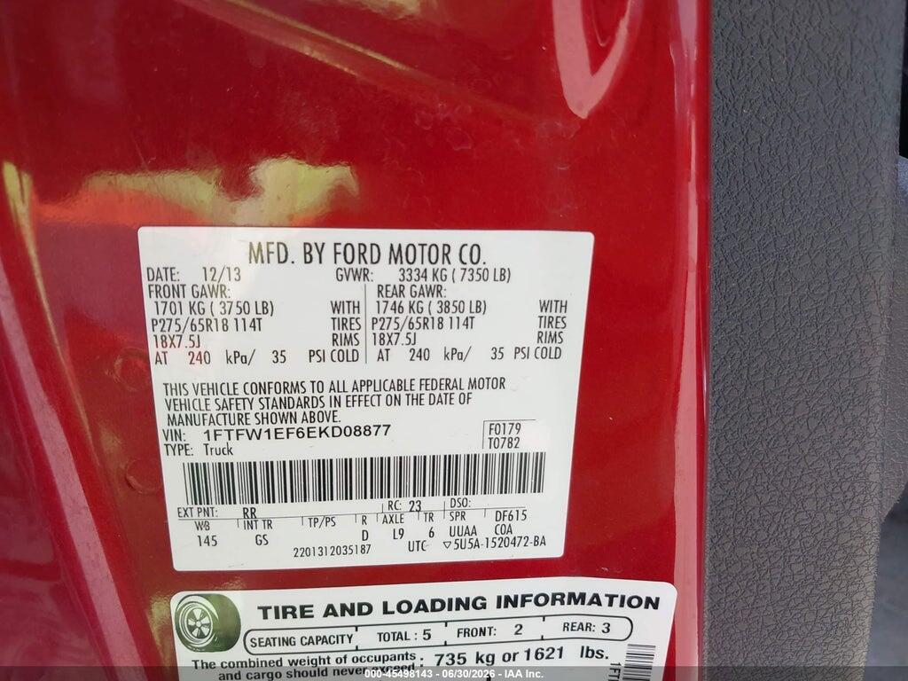 1FTFW1EF6EKD08877 2014 FORD F-150 photo no. 9