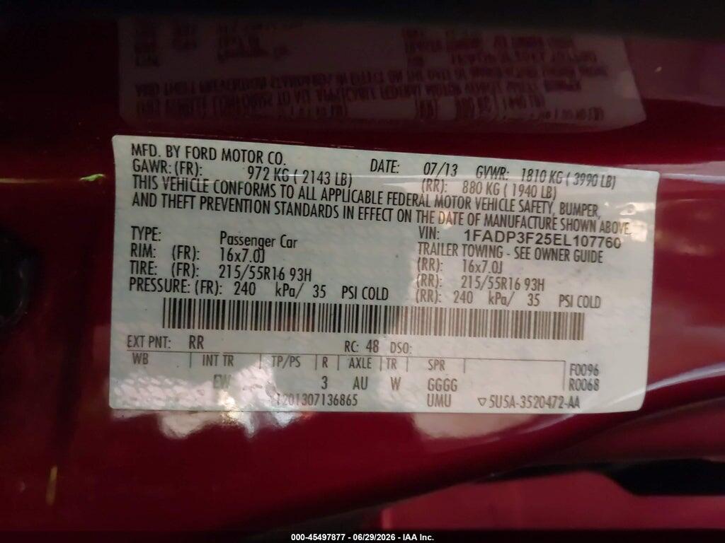 1FADP3F25EL107760 2014 FORD FOCUS photo no. 9