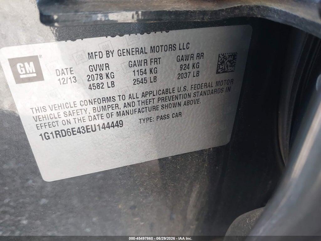 1G1RD6E43EU144449 2014 CHEVROLET VOLT photo no. 9