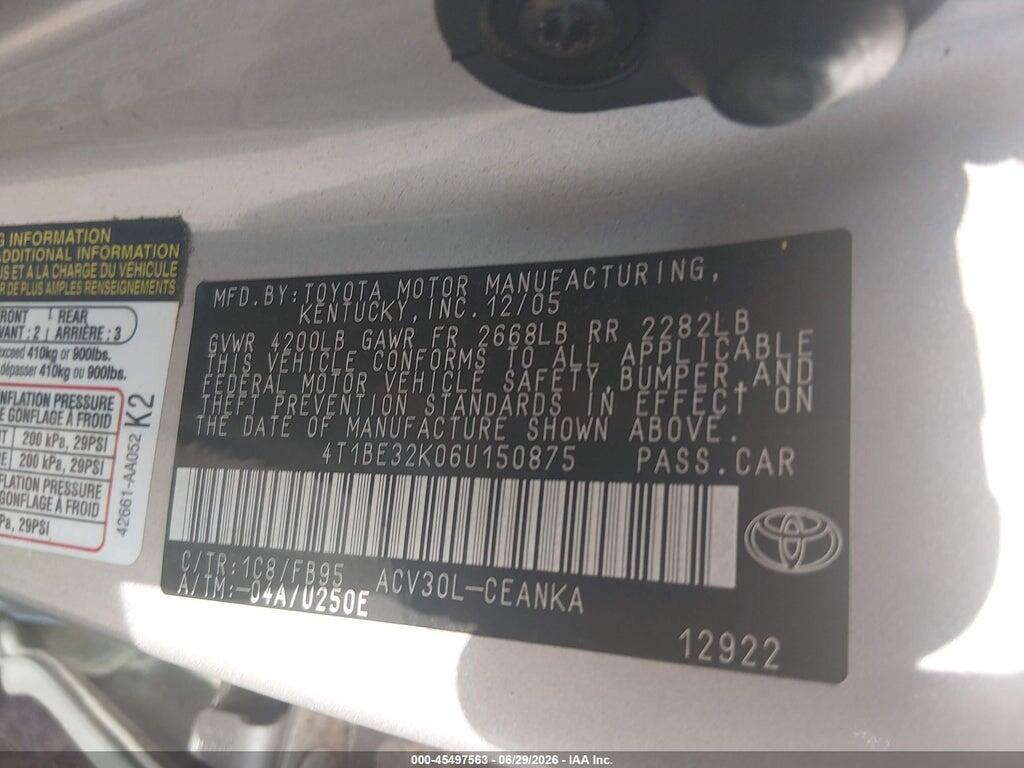 4T1BE32K06U150875 2006 TOYOTA CAMRY photo no. 9