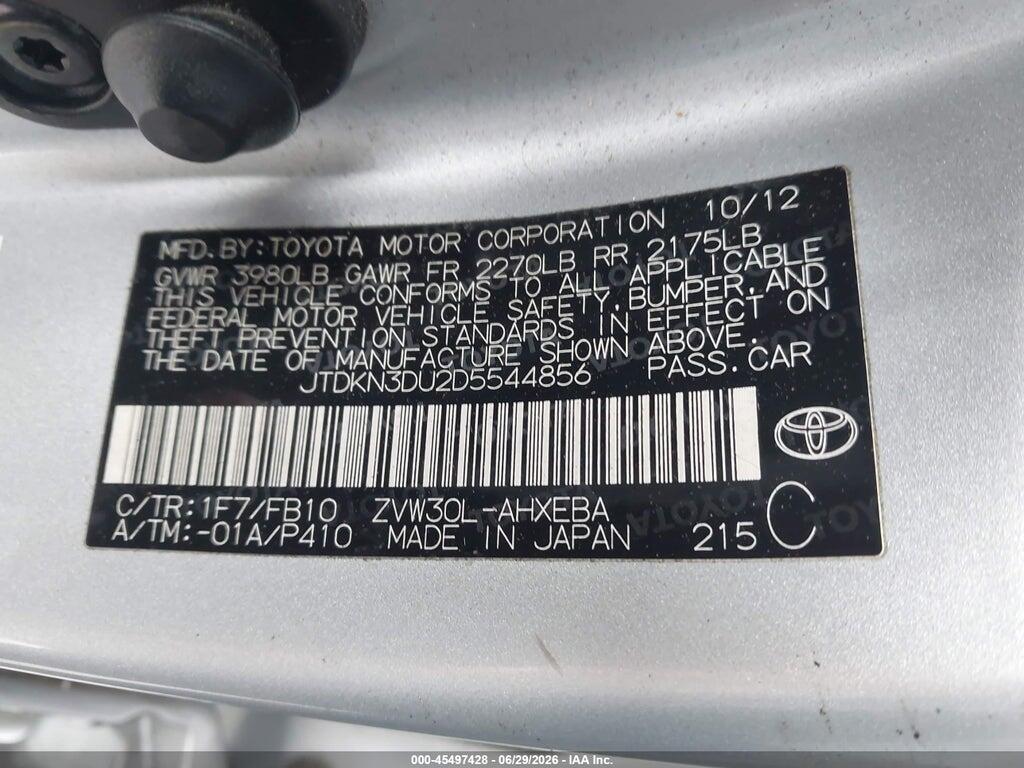 JTDKN3DU2D5544856 2013 TOYOTA PRIUS photo no. 9