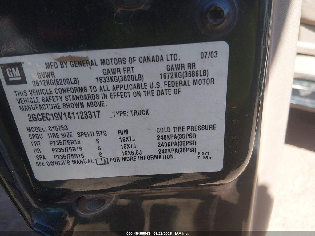 2GCEC19V141123317 2004 CHEVROLET SILVERADO 1500 photo no. 9