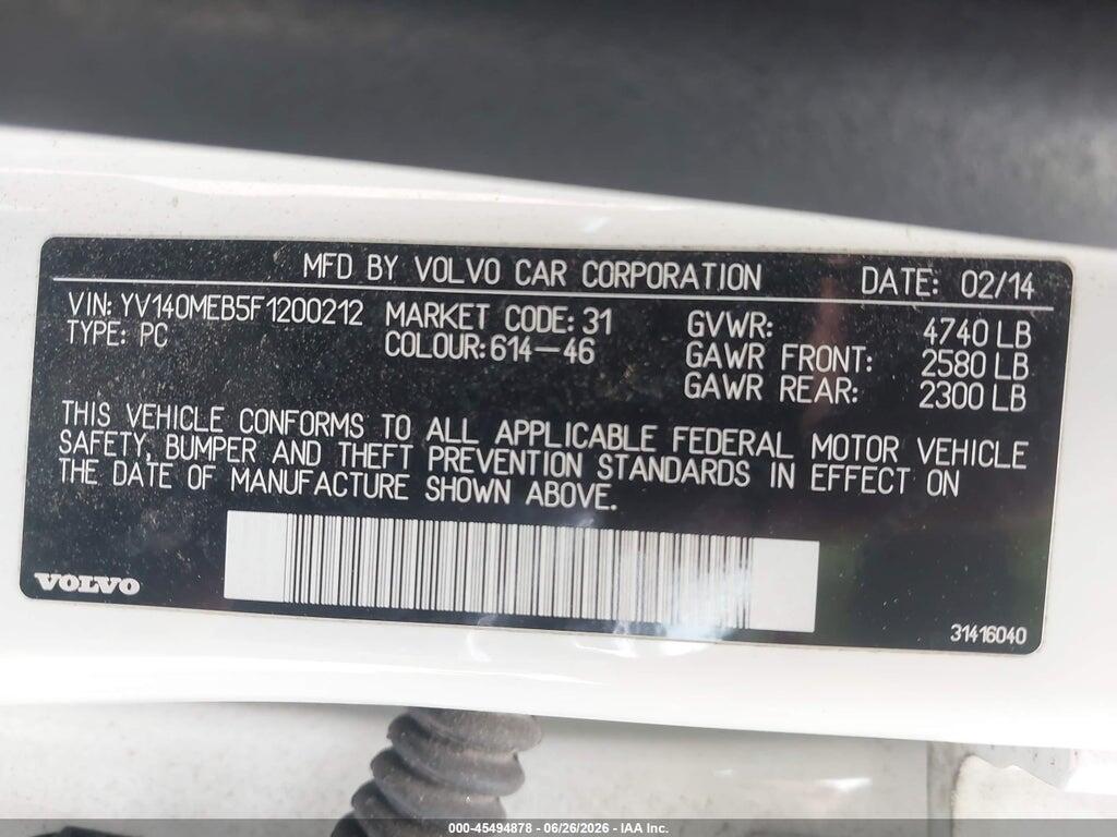YV140MEB5F1200212 2015 VOLVO V60 photo no. 9