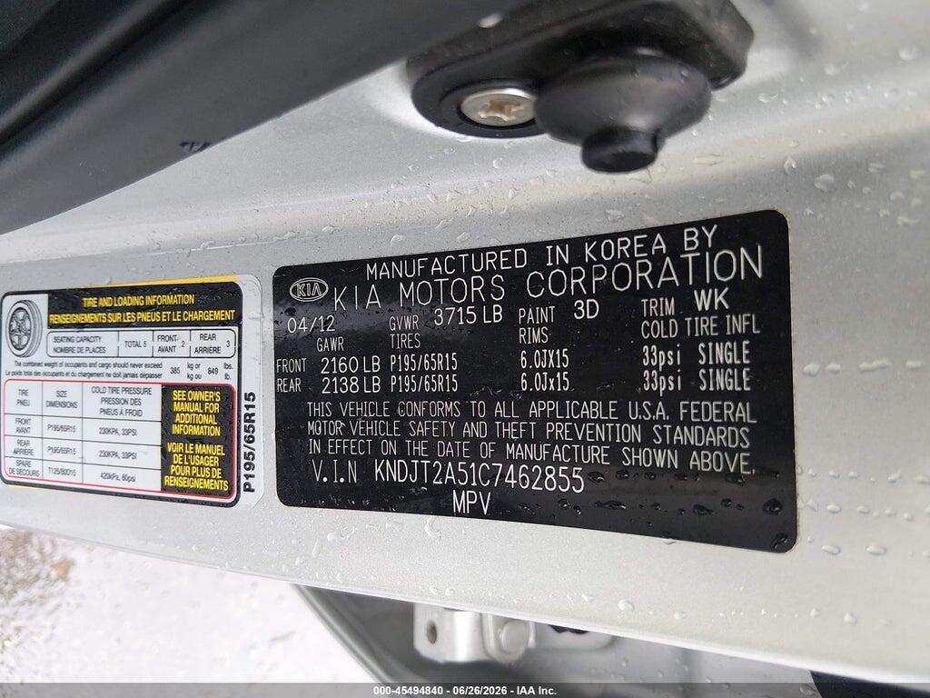 KNDJT2A51C7462855 2012 KIA SOUL photo no. 9