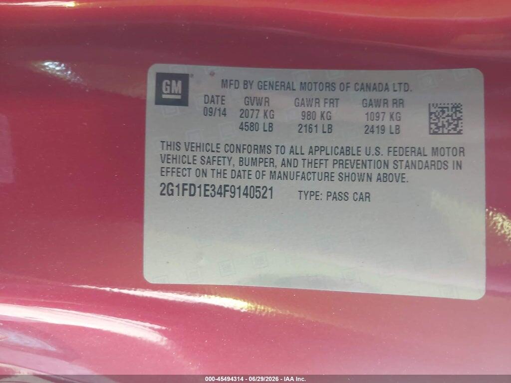 2G1FD1E34F9140521 2015 CHEVROLET CAMARO photo no. 9