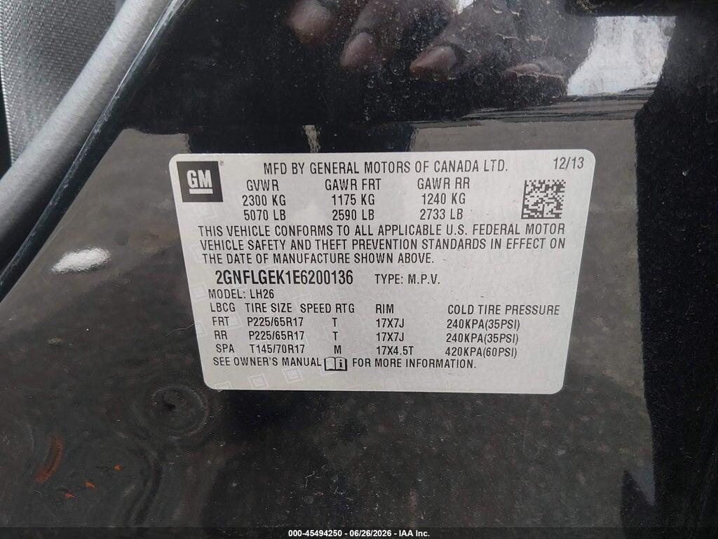 2GNFLGEK1E6200136 2014 CHEVROLET EQUINOX photo no. 9
