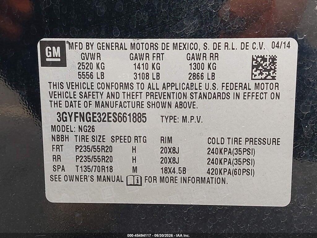3GYFNGE32ES661885 2014 CADILLAC SRX photo no. 9