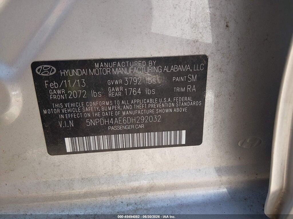 5NPDH4AE6DH292032 2013 HYUNDAI ELANTRA photo no. 9