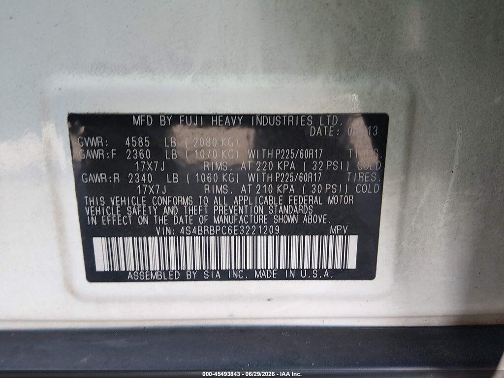 4S4BRBPC6E3221209 2014 SUBARU OUTBACK photo no. 9