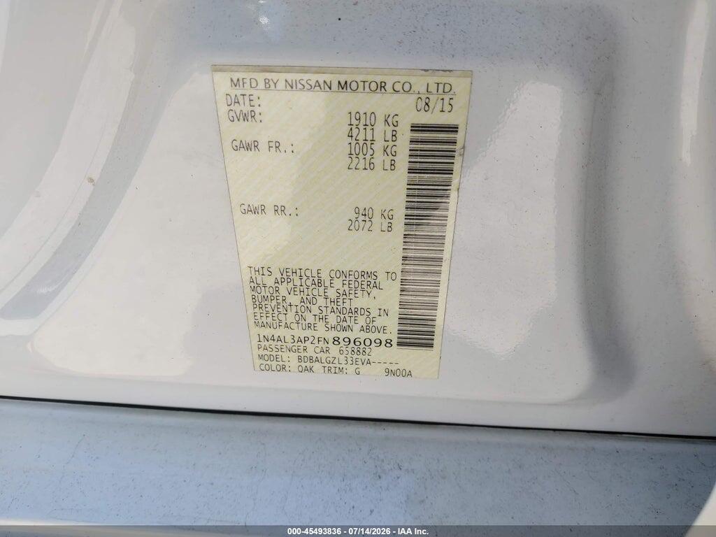 1N4AL3AP2FN896098 2015 NISSAN ALTIMA photo no. 9