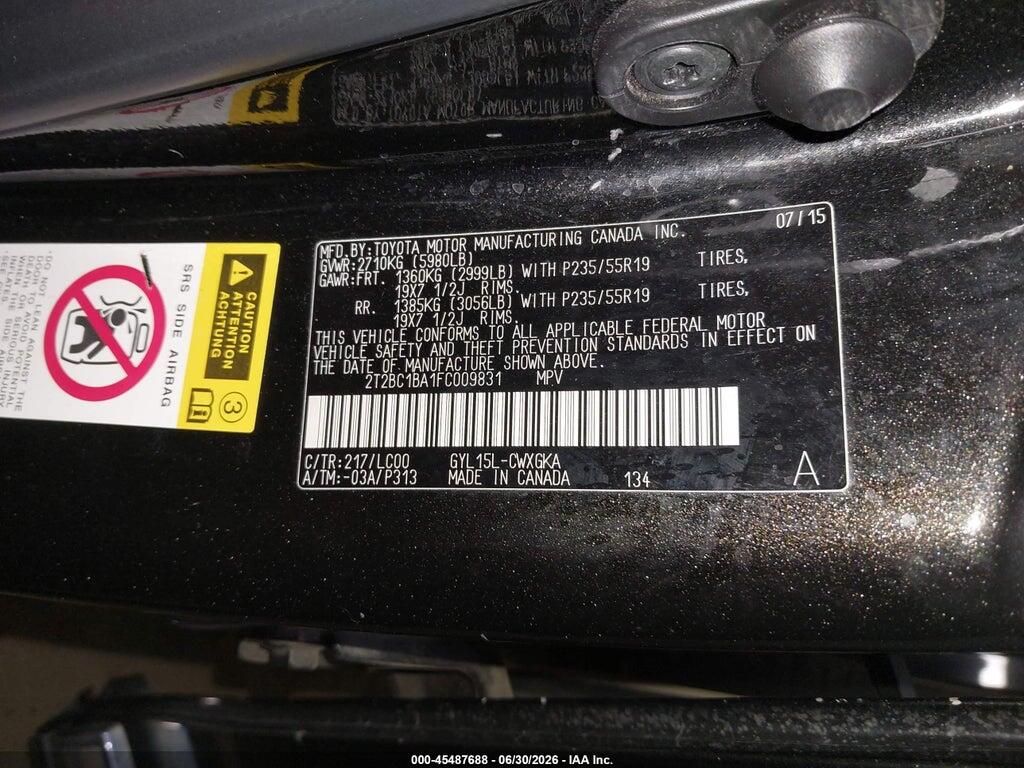2T2BC1BA1FC009831 2015 LEXUS RX 450H photo no. 9