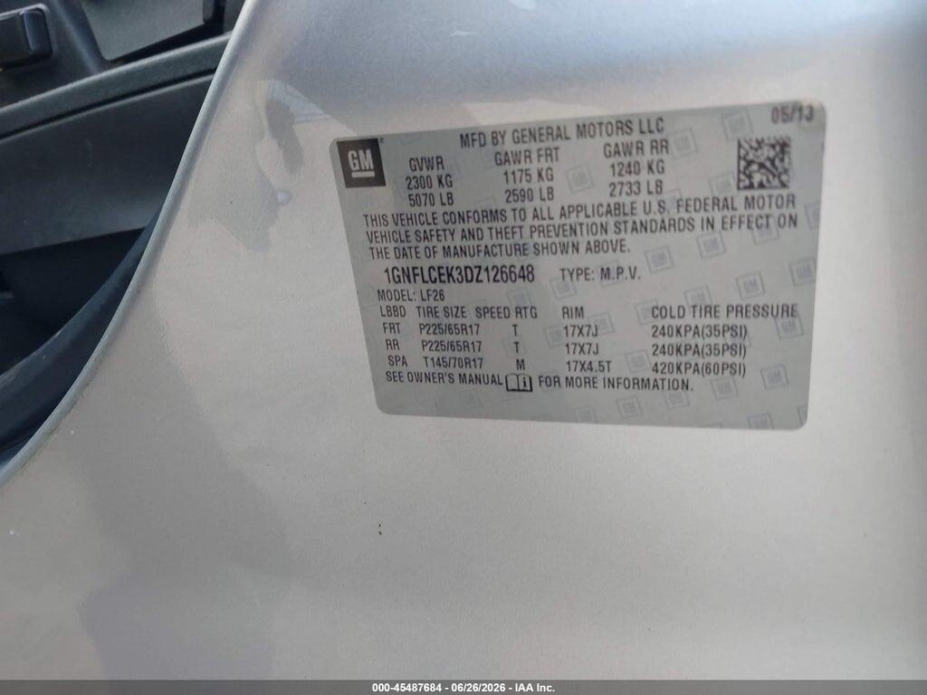 1GNFLCEK3DZ126648 2013 CHEVROLET EQUINOX photo no. 9