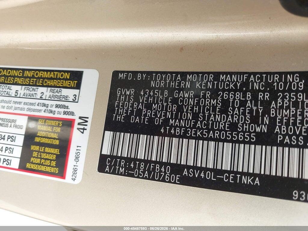 4T4BF3EK5AR055655 2010 TOYOTA CAMRY photo no. 9