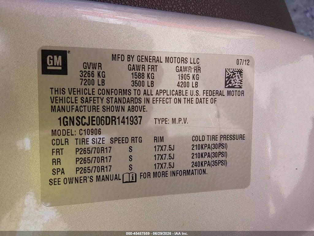 1GNSCJE06DR141937 2013 CHEVROLET SUBURBAN photo no. 9
