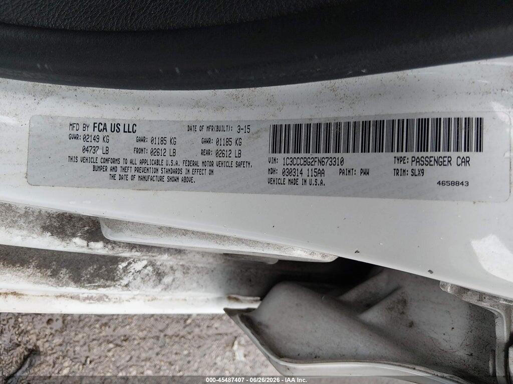 1C3CCCBG2FN673310 2015 CHRYSLER 200 photo no. 9