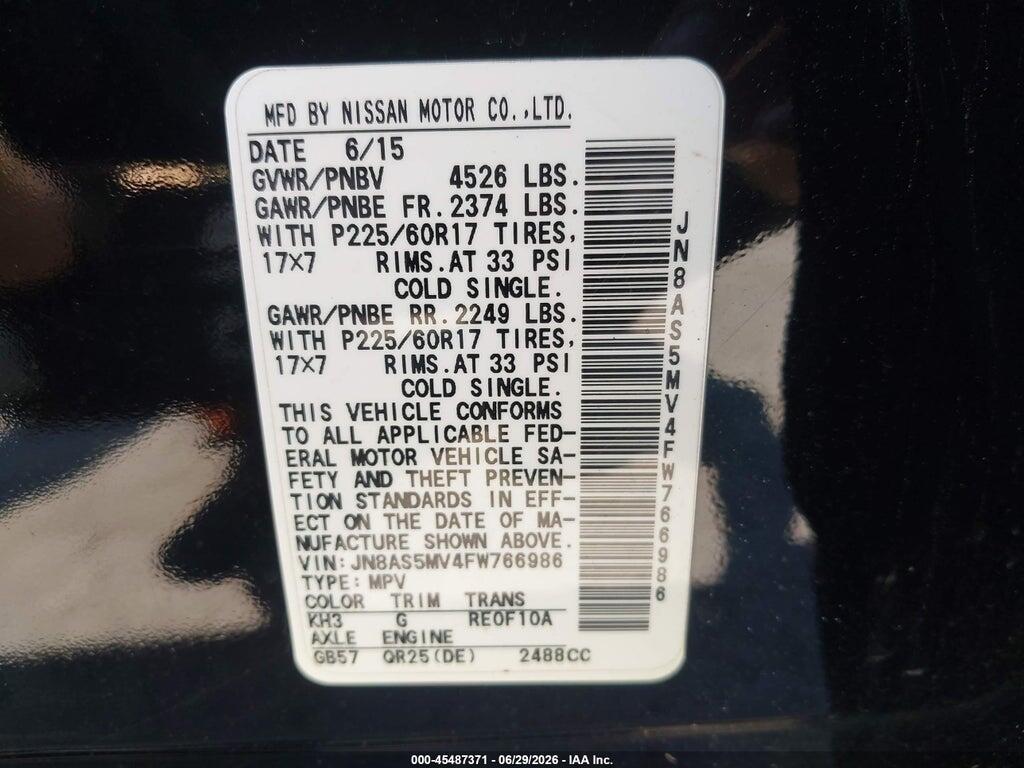 JN8AS5MV4FW766986 2015 NISSAN ROGUE SELECT photo no. 9