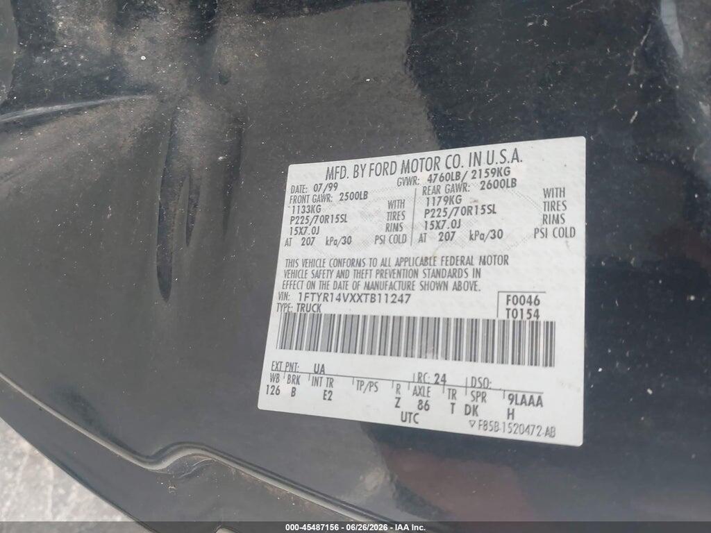 1FTYR14VXXTB11247 1999 FORD RANGER photo no. 9