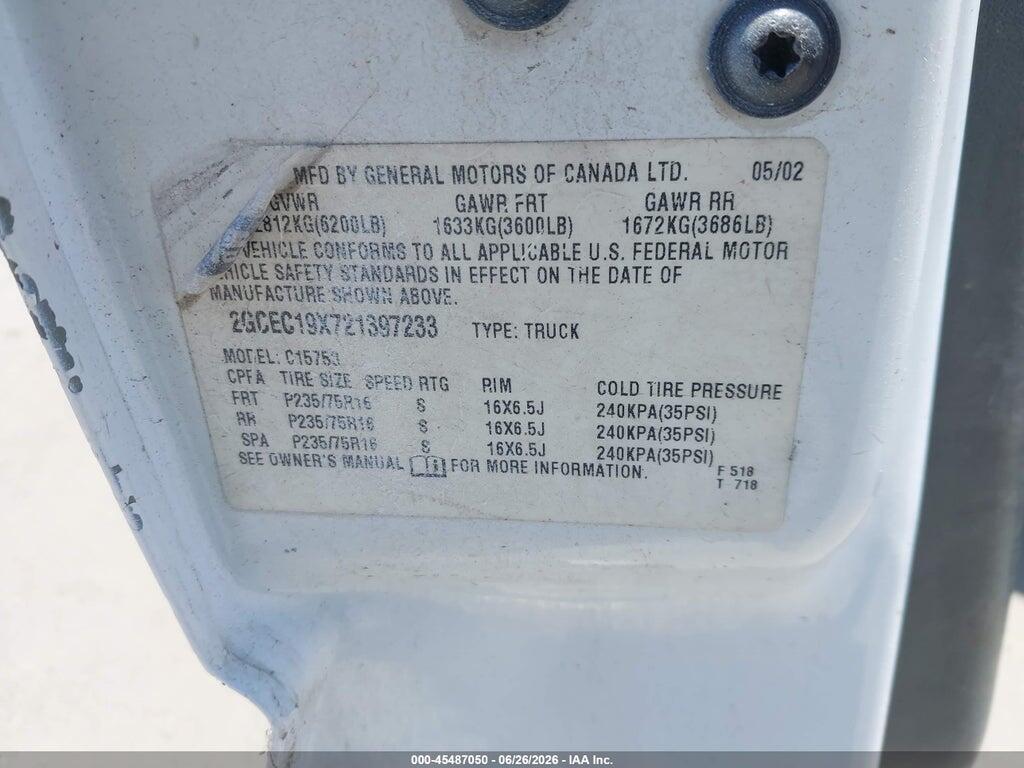 2GCEC19X721397233 2002 CHEVROLET SILVERADO 1500 photo no. 9
