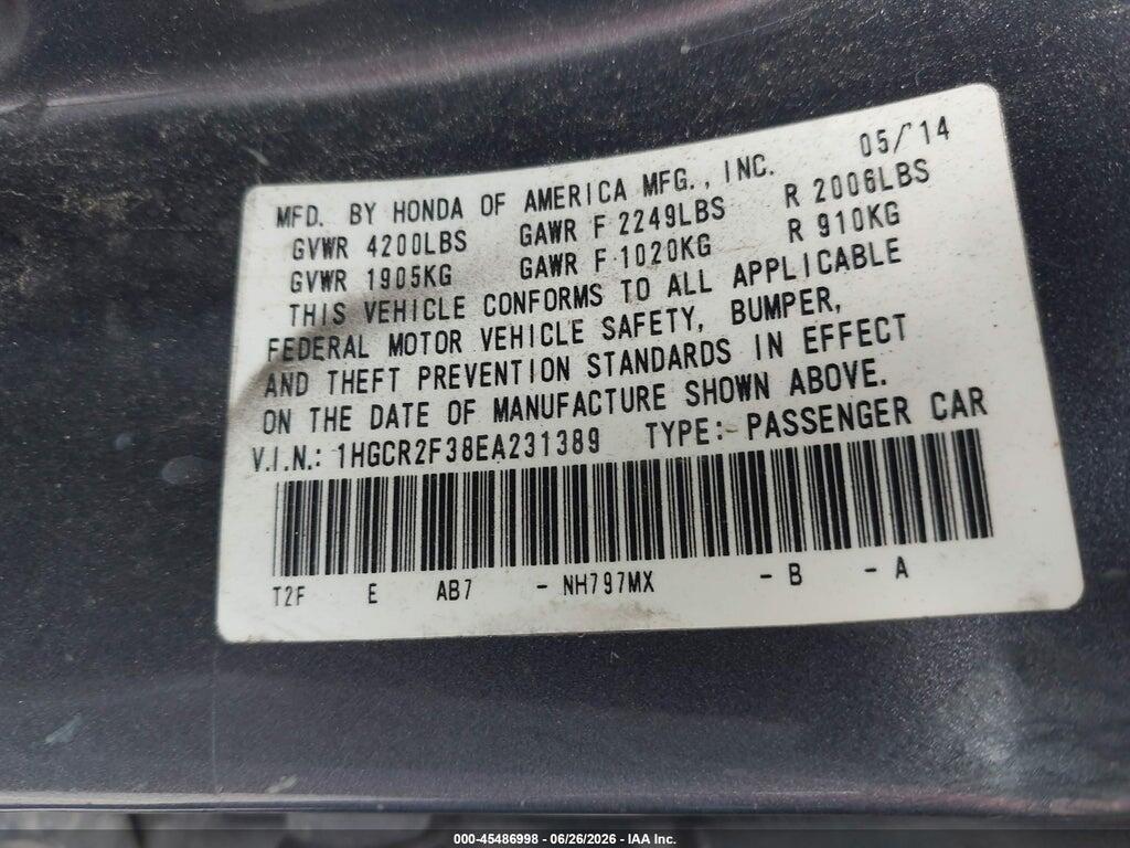 1HGCR2F38EA231389 2014 HONDA ACCORD photo no. 9